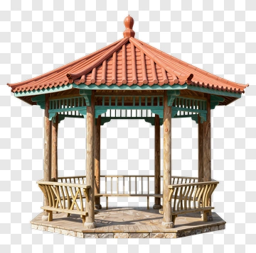 Chinese Pavilion With Red Roof PNG