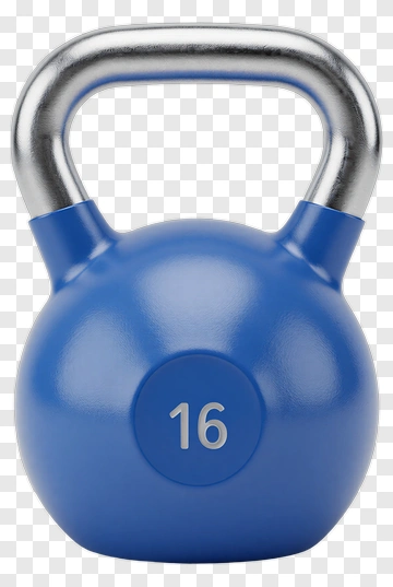 Blue Kettlebell Weighing 16 Kilograms PNG