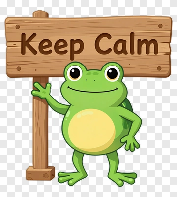 Cartoon Frog Holding A Keep Calm Sign PNG