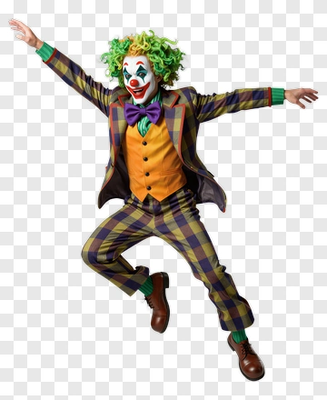 Clown Jumping In Colorful Costume PNG