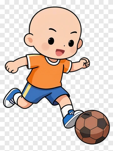 Cartoon Boy Kicking A Soccer Ball PNG