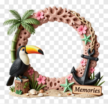 Decorative Memories Frame With Tropical Elements PNG