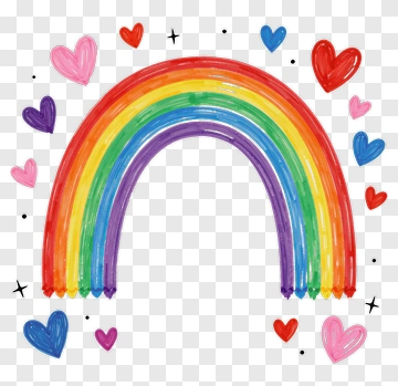Colorful Rainbow With Hearts PNG