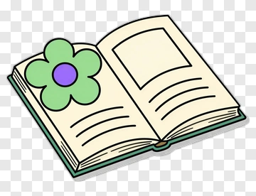 Open Book With Flower Decoration PNG