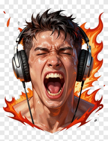 Excited Young Man Listening To Music PNG