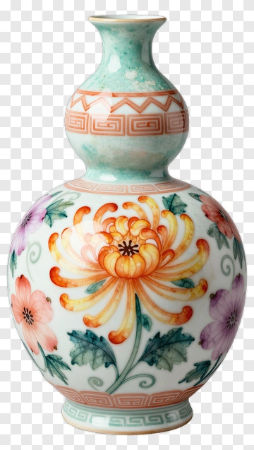 Decorative Vase With Floral Design PNG