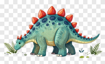 Cartoon Stegosaurus In A Natural Environment PNG