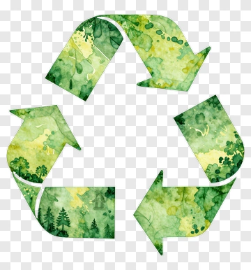 Recycling Symbol With Green Watercolor Design PNG