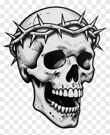 Skull With Crown Of Thorns PNG
