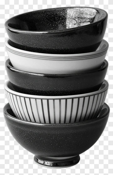 Stacked Black And White Bowls PNG