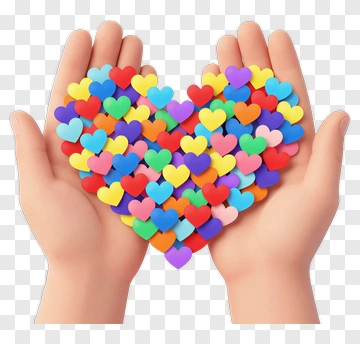 Hands Holding A Colorful Heart PNG