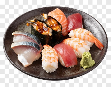 Sushi Platter With Assorted Fish And Wasabi PNG
