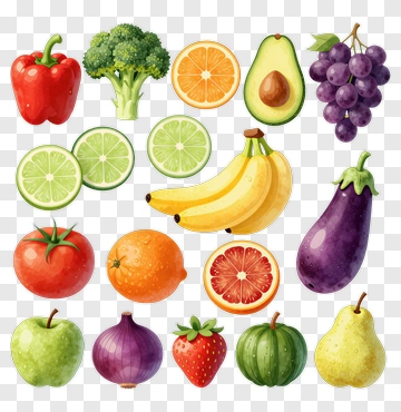 Colorful Assortment Of Fresh Fruits And Vegetables PNG