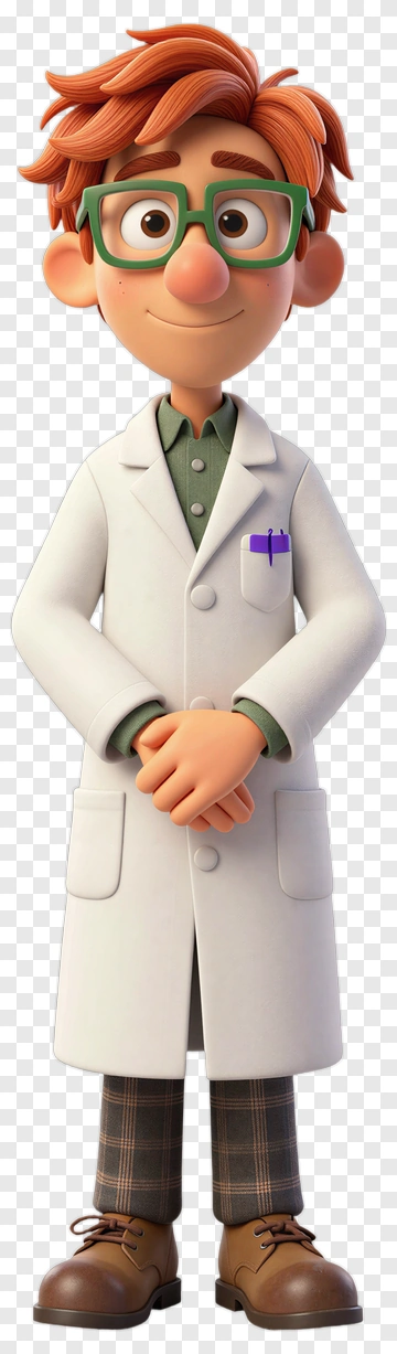 Cartoon Scientist In A Lab Coat PNG