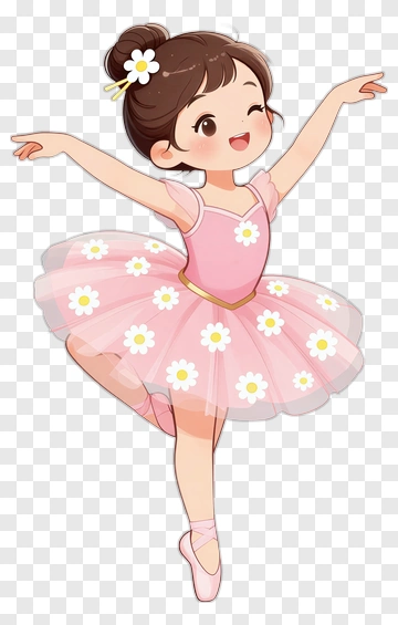 Cartoon Ballerina Girl In Pink Tutu PNG