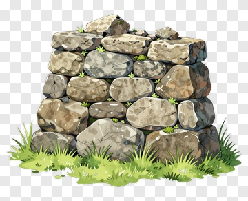 Stone Wall With Grass PNG