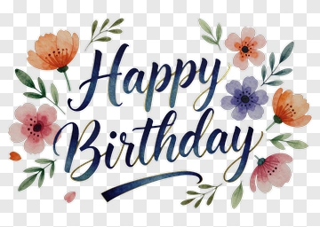 Happy Birthday Floral Design PNG