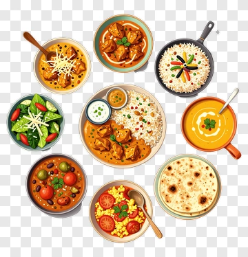 Assorted Indian Dishes On A Table PNG