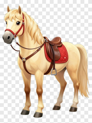 Cartoon Horse With Saddle PNG