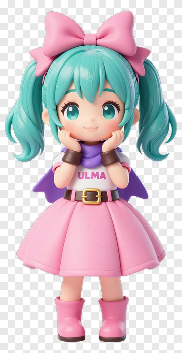 Cute Character In Pink Dress With Blue Hair PNG