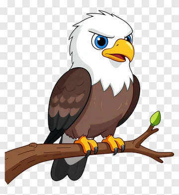 Cartoon Eagle Sitting On A Branch PNG