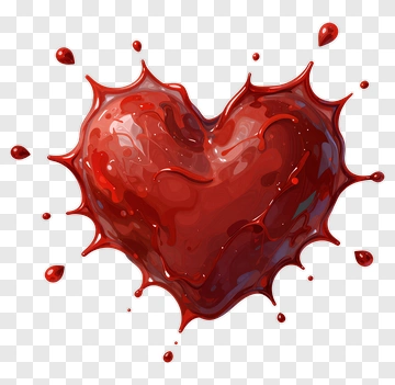Red Heart Splashing Liquid PNG