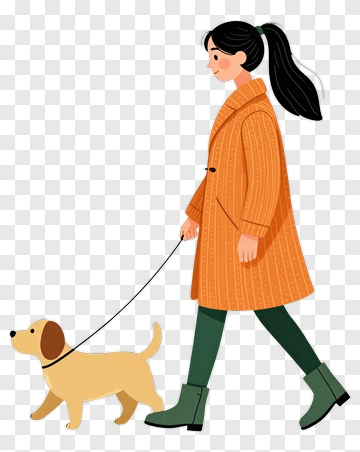 Woman Walking A Dog PNG