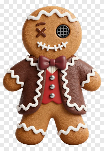 Gingerbread Man With Bow Tie PNG