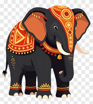 Colorful Elephant With Traditional Indian Decorations PNG