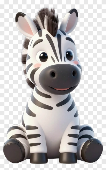 Cartoon Zebra Sitting With A Happy Expression PNG