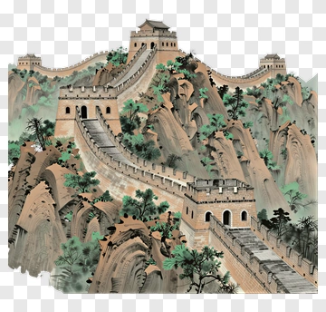 Great Wall Of China In A Mountain Landscape PNG