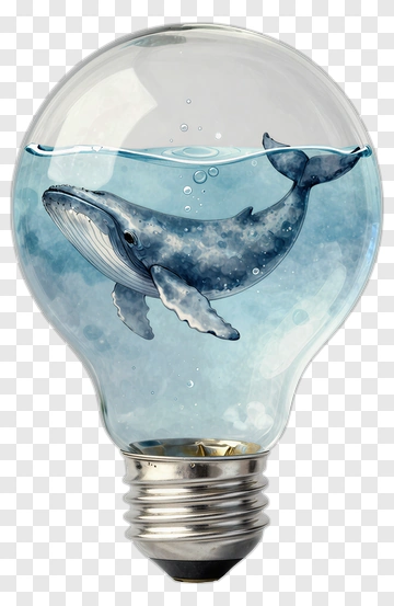 Whale Swimming Inside A Light Bulb PNG