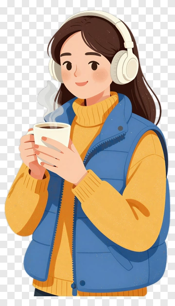Young Woman Holding A Coffee Cup PNG