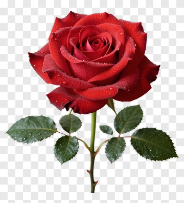 Red Rose With Green Leaves PNG