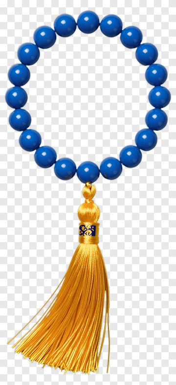 Blue Beaded Bracelet With Yellow Tassel PNG