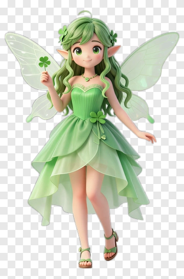 Cartoon Fairy Holding A Clover PNG