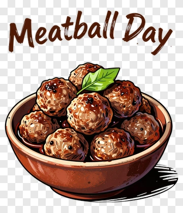 Meatball Day Celebration With A Bowl Of Meatballs PNG