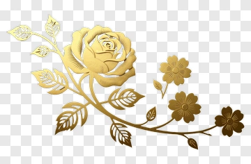 Gold Rose And Flower Arrangement PNG