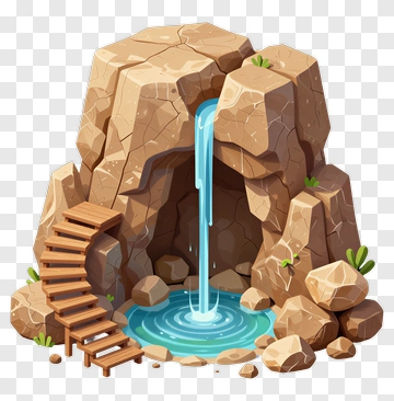 Waterfall Cascading Over Rocks With Steps PNG