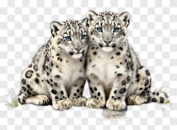 Snow Leopards Sitting Together PNG