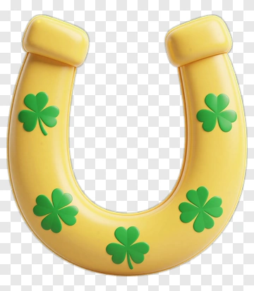 Yellow Horseshoe With Green Clovers PNG