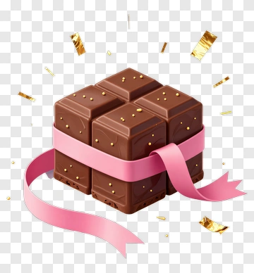 Chocolate Gift Box With Pink Ribbon PNG