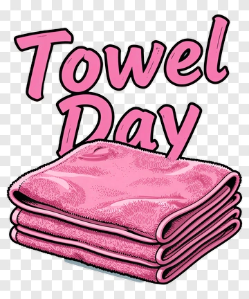 Towel Day Celebration With Pink Towels PNG