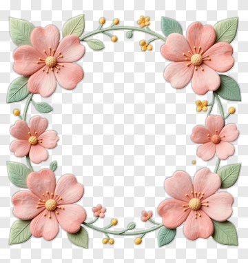 Felt Flower Frame PNG