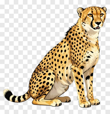Cartoon Cheetah Sitting PNG