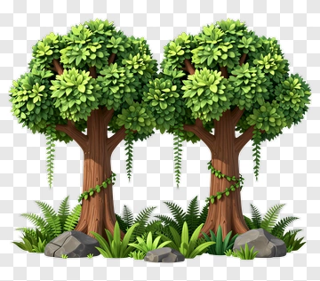 Colorful Trees In A Lush Environment PNG
