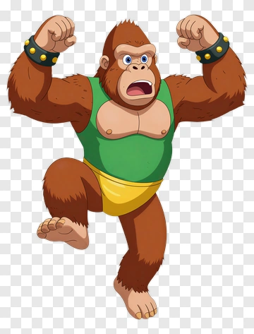 Cartoon Gorilla Performing An Excited Pose PNG