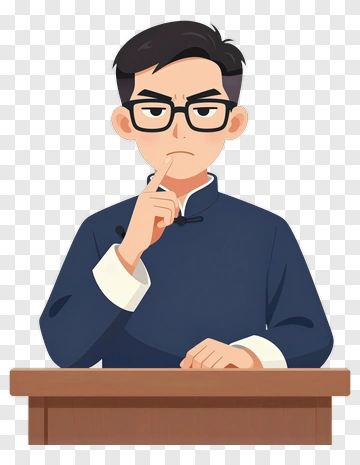 Thoughtful Teacher At A Desk PNG