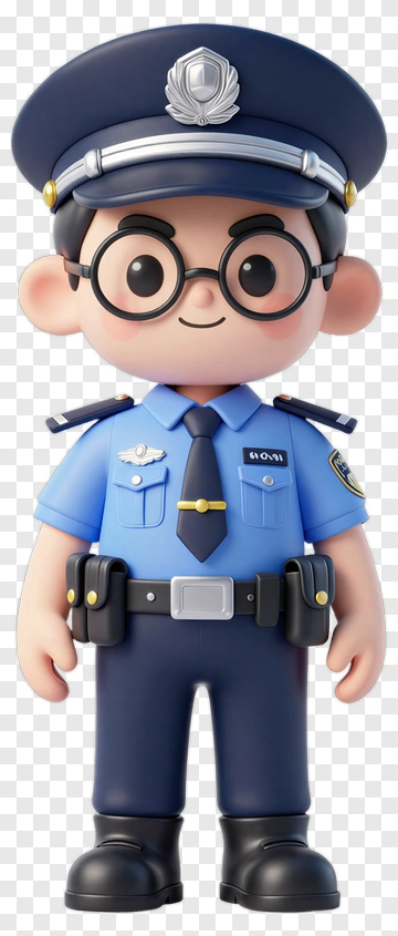 3D Cartoon Police Officer PNG