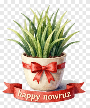 Happy Nowruz Plant In Decorative Pot PNG